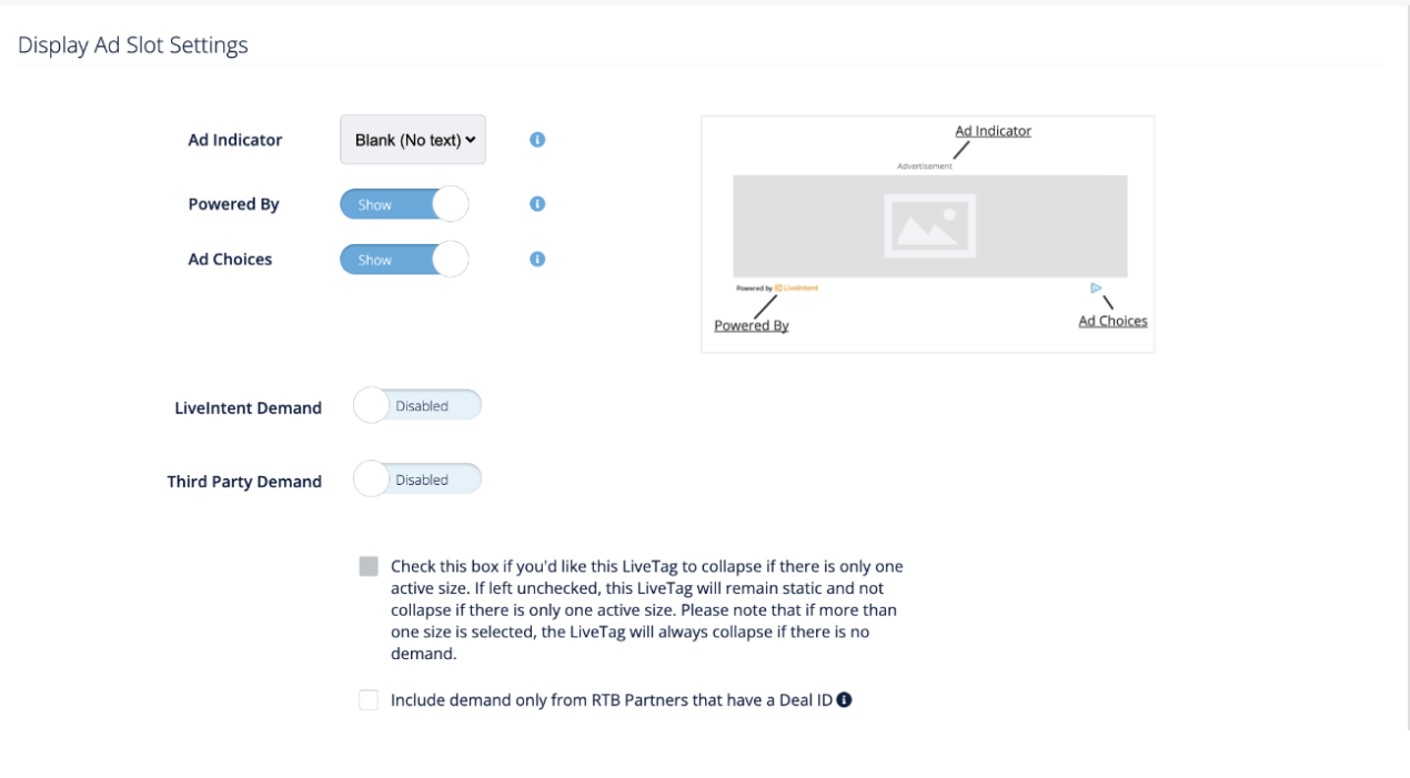 Creating/Editing a Display & Native Ad Slot - LiveIntent Knowledge Base