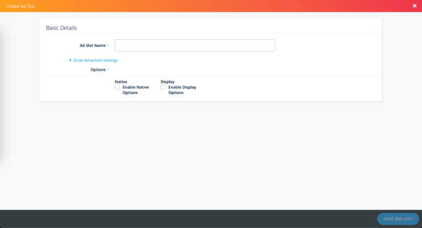 Creating/Editing a Display & Native Ad Slot - LiveIntent Knowledge Base
