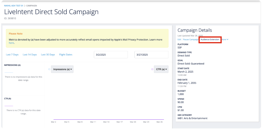 Setting up an Audience Extension Campaign - LiveIntent Knowledge Base